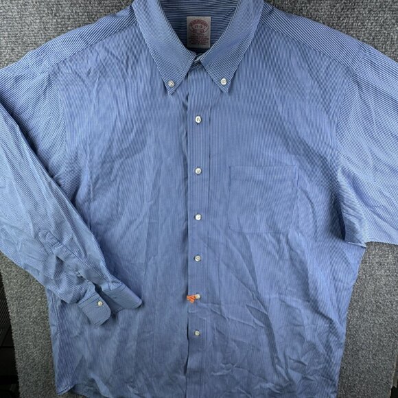VTG Brooks Brothers 17 33 Striped Blue Button Up Shirt Long Sleeve Men Cotton - Picture 2 of 16
